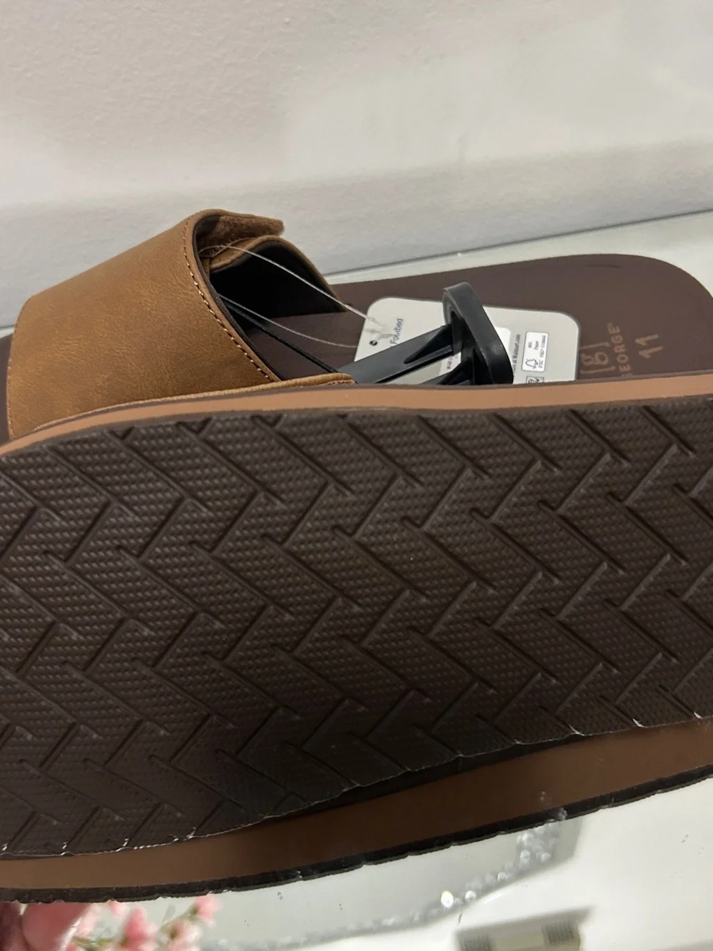 George Men’s Sandals Size 11 Brown Comfort Slip On Casual NWT